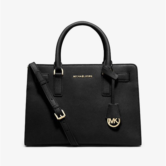 Michael Kors Dillon Saffiano Leather Black Handbag Purse - Picture 1 of 12